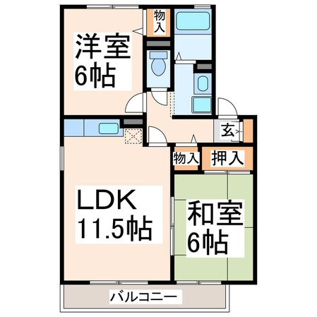 広木 徒歩2分 2階の物件間取画像